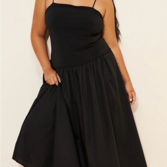 BY ANTHROPOLOGIE SQUARE-NECK TWOFER MIDI DRESS size L - Picture 5 of 13